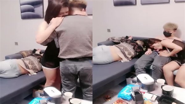 剧情！老公醉死沙发，骚浪人妻极品巨乳被小叔子狂插内射