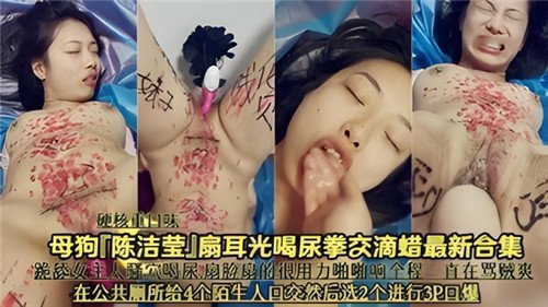 母狗陈洁莹调教实录：扇耳光喝尿拳交滴蜡狂暴合集